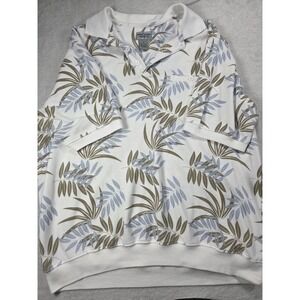 Windham Pointe Polo Shirt Mens XL Tropical Hawaiian Leaf Print Textured